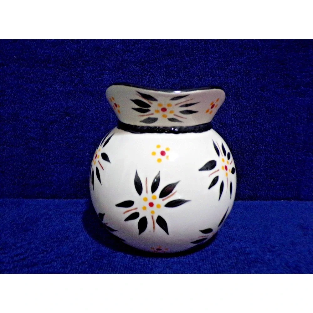 Temp-Tations By Tara Old World Ceramic Pitcher 20oz. Black Yellow White